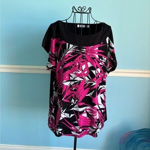 Susan Graver Lightweight Pink and Black top